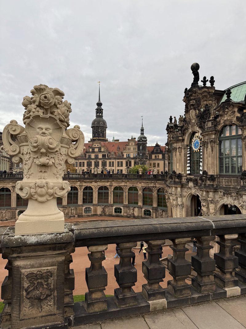 Baroque statue and palace courtyard