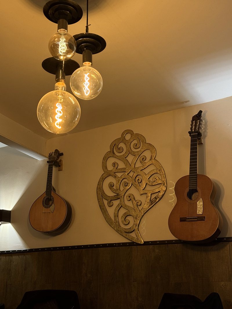 Guitars and warm bulbs in a fado house