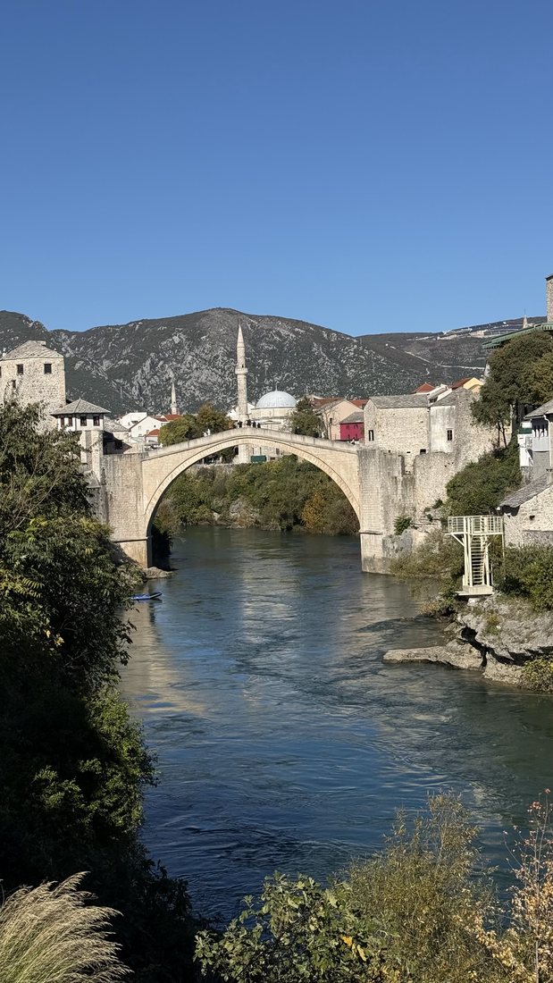 The Old Bridge arching over the Neretva river