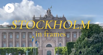 Stockholm in frames film title over the Royal Palace